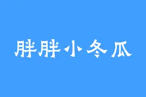 胖胖小冬瓜