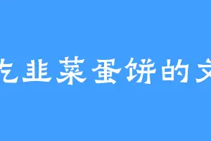 爱吃韭菜蛋饼的文少