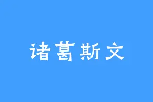 诸葛斯文