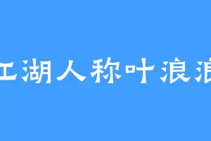 江湖人称叶浪浪